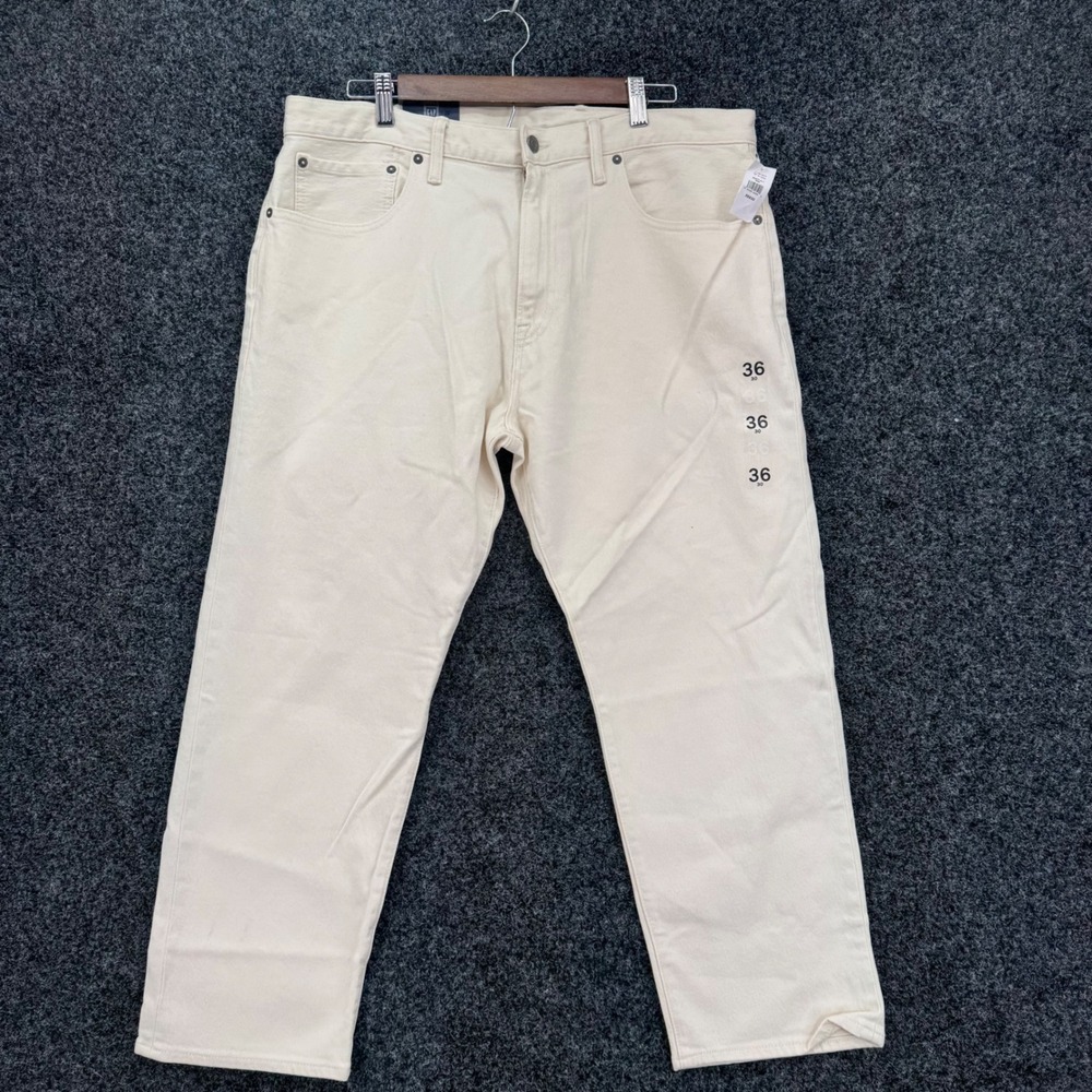 Gap Denim Mens 36x30 Straight Crop Jeans Off White Cream 695875-00-1 NEW